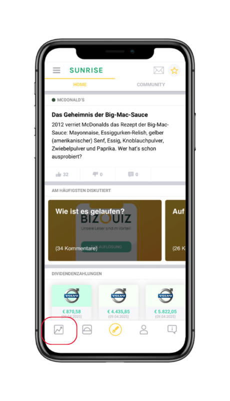 Sunrise App Sparplan einrichten 1