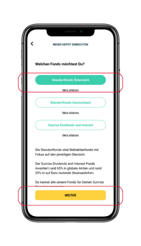 Sunrise App Sparplan einrichten 3
