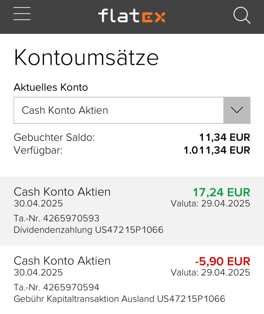 Dividendengebühren von Flatex
