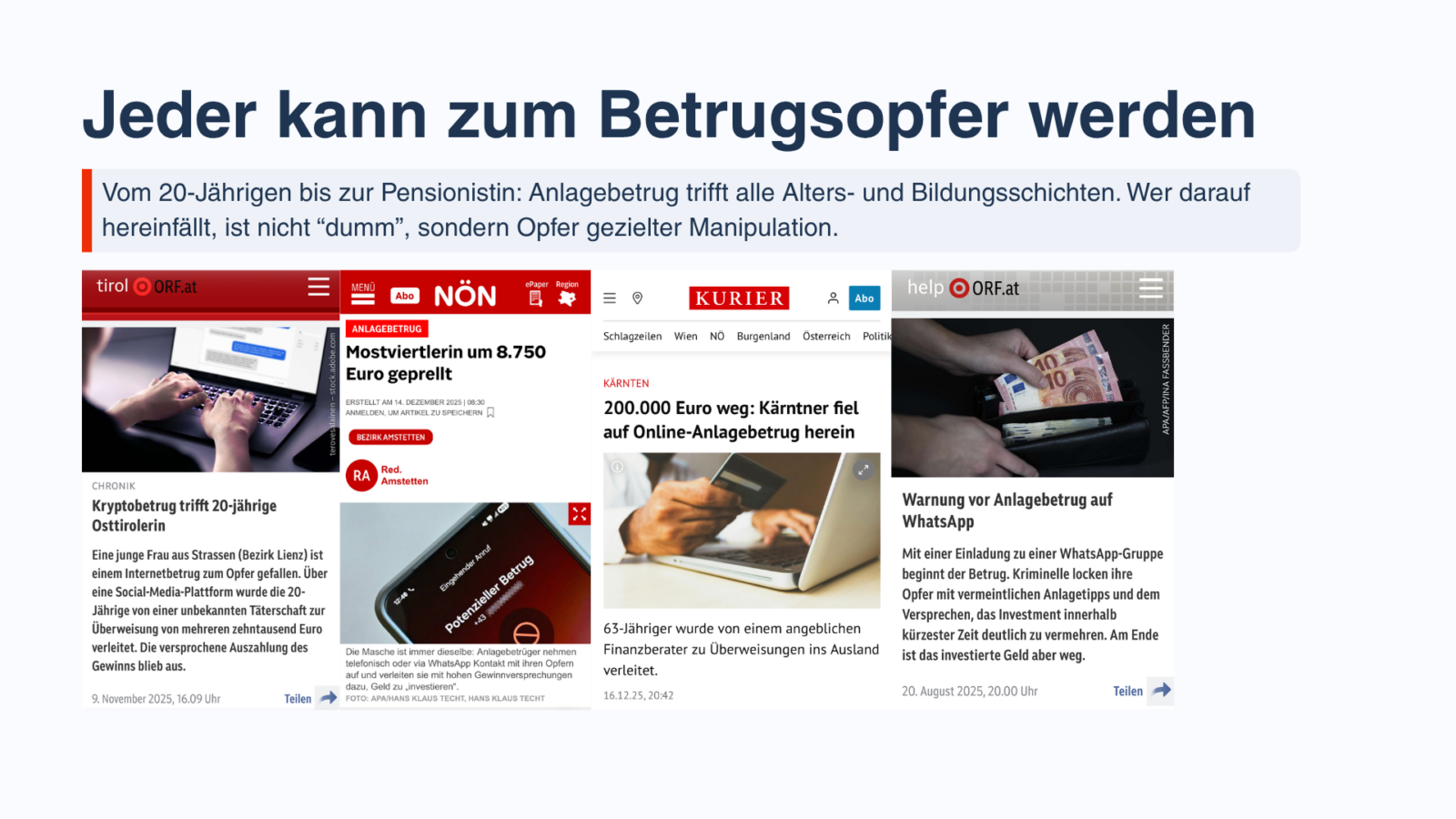 Kursfolie um Anlagebetrug zu erkennen.